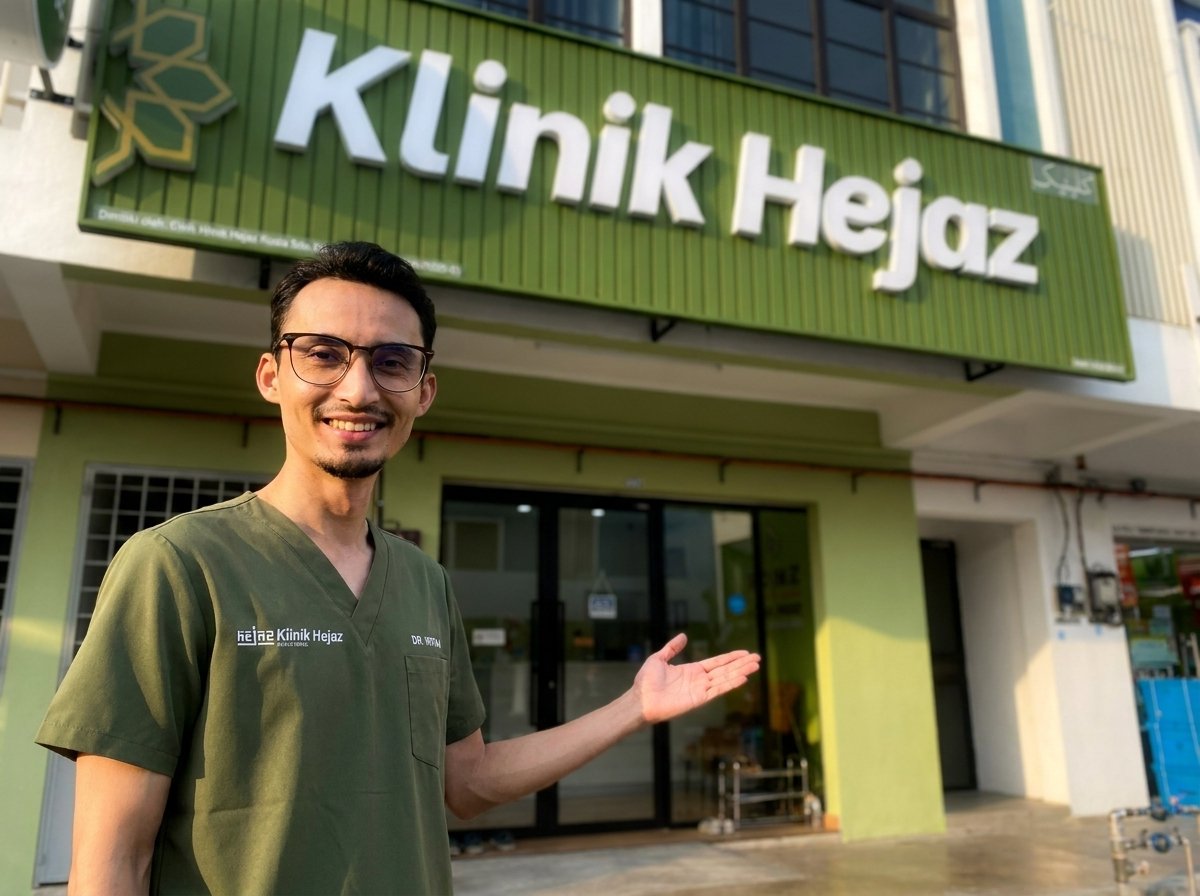 Dr. Irfan di hadapan Klinik Hejaz Kuala Nerus